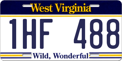 WV license plate 1HF488