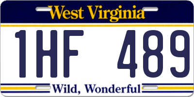 WV license plate 1HF489