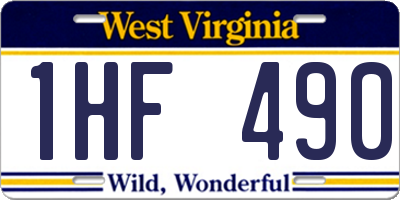 WV license plate 1HF490