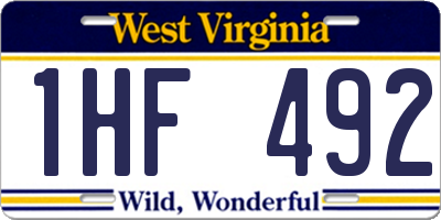 WV license plate 1HF492