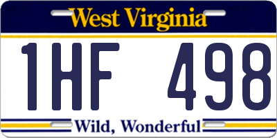 WV license plate 1HF498