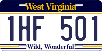 WV license plate 1HF501