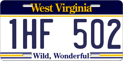 WV license plate 1HF502