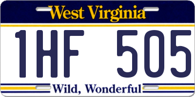 WV license plate 1HF505