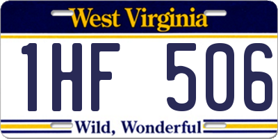 WV license plate 1HF506