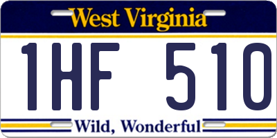WV license plate 1HF510