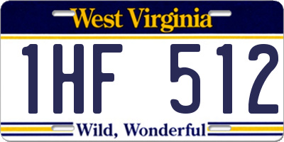 WV license plate 1HF512