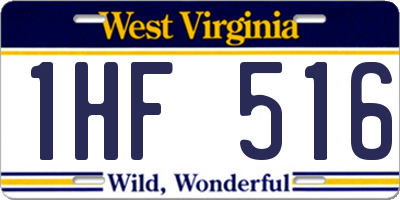WV license plate 1HF516