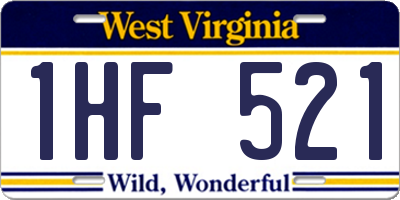 WV license plate 1HF521