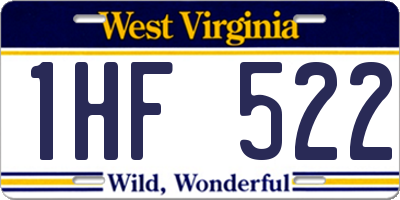 WV license plate 1HF522