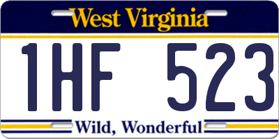 WV license plate 1HF523