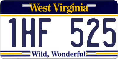 WV license plate 1HF525