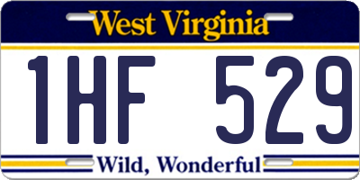 WV license plate 1HF529