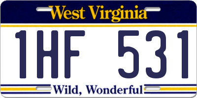 WV license plate 1HF531