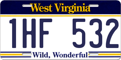 WV license plate 1HF532