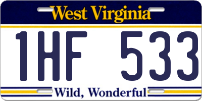 WV license plate 1HF533