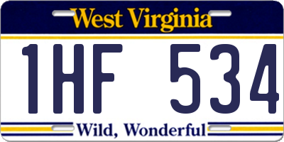 WV license plate 1HF534