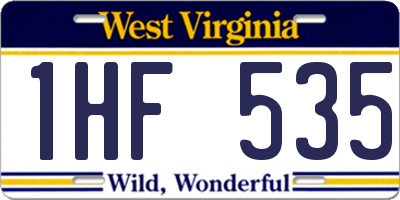WV license plate 1HF535