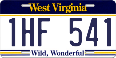 WV license plate 1HF541