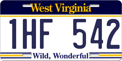WV license plate 1HF542