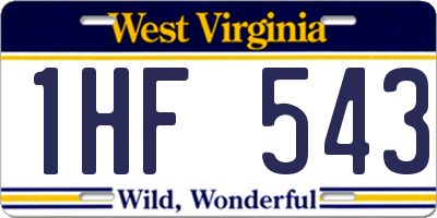 WV license plate 1HF543