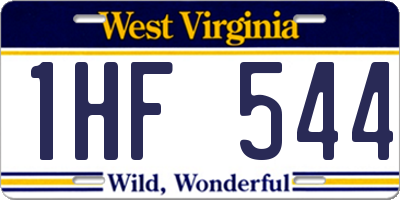 WV license plate 1HF544
