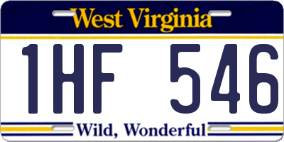 WV license plate 1HF546