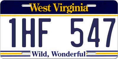 WV license plate 1HF547