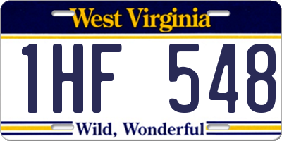 WV license plate 1HF548