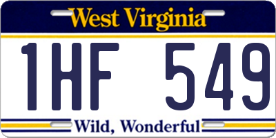 WV license plate 1HF549