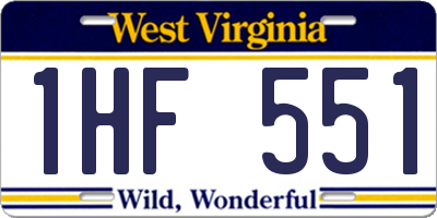 WV license plate 1HF551