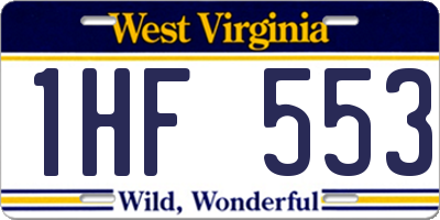 WV license plate 1HF553