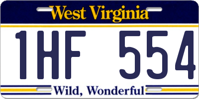 WV license plate 1HF554