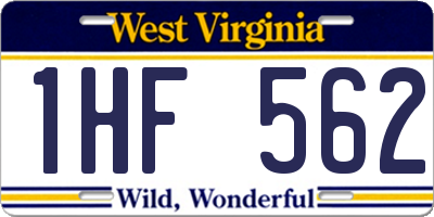 WV license plate 1HF562