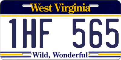 WV license plate 1HF565