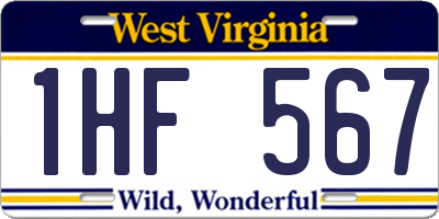 WV license plate 1HF567