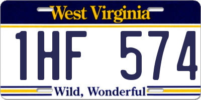 WV license plate 1HF574