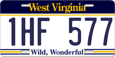 WV license plate 1HF577