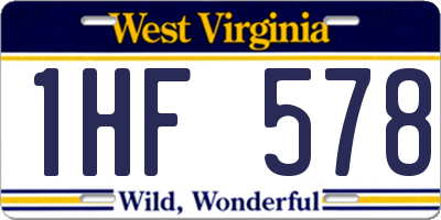 WV license plate 1HF578