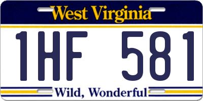 WV license plate 1HF581