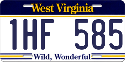 WV license plate 1HF585