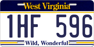WV license plate 1HF596