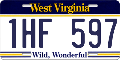 WV license plate 1HF597