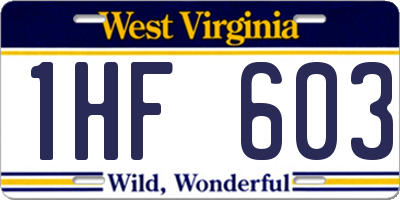 WV license plate 1HF603