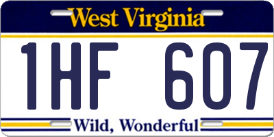 WV license plate 1HF607