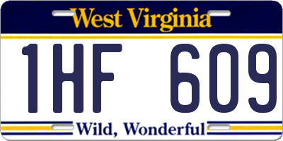 WV license plate 1HF609