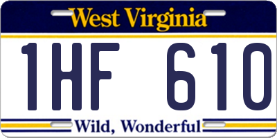 WV license plate 1HF610