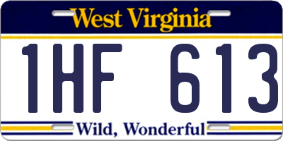 WV license plate 1HF613