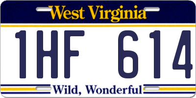 WV license plate 1HF614