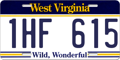 WV license plate 1HF615